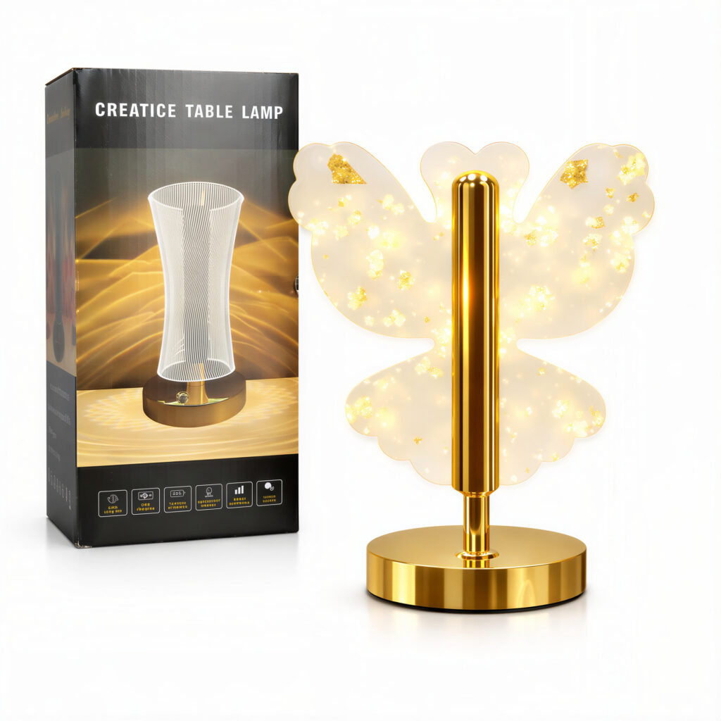 Lampă LED Decorativă 20.5x14cm, Model Fluture cu 3 Moduri de Lumină, Control Touch Reîncărcabilă Engros