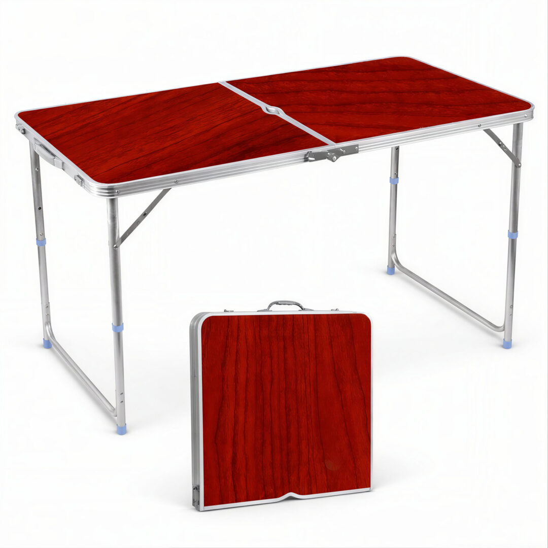 Masă Pliabilă 120x60cm cu Înălțime Reglabilă, Orificiu pentru Umbrelă, Tip Servietă, Cadru Aluminiu, Portabilă, Diferite Culori Engros