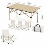 Masă Pliabilă 95x55x50cm cu 4 Scaune, Set Camping Portabil din Aluminiu, Geantă Transport Inclusă Engros