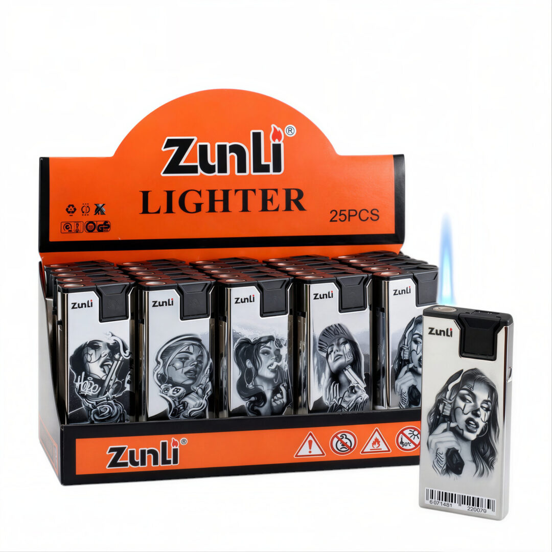 Brichete Metalice Antivânt 25/set, Flacără Albastră 6.5cm Modele cu Portrete Engros