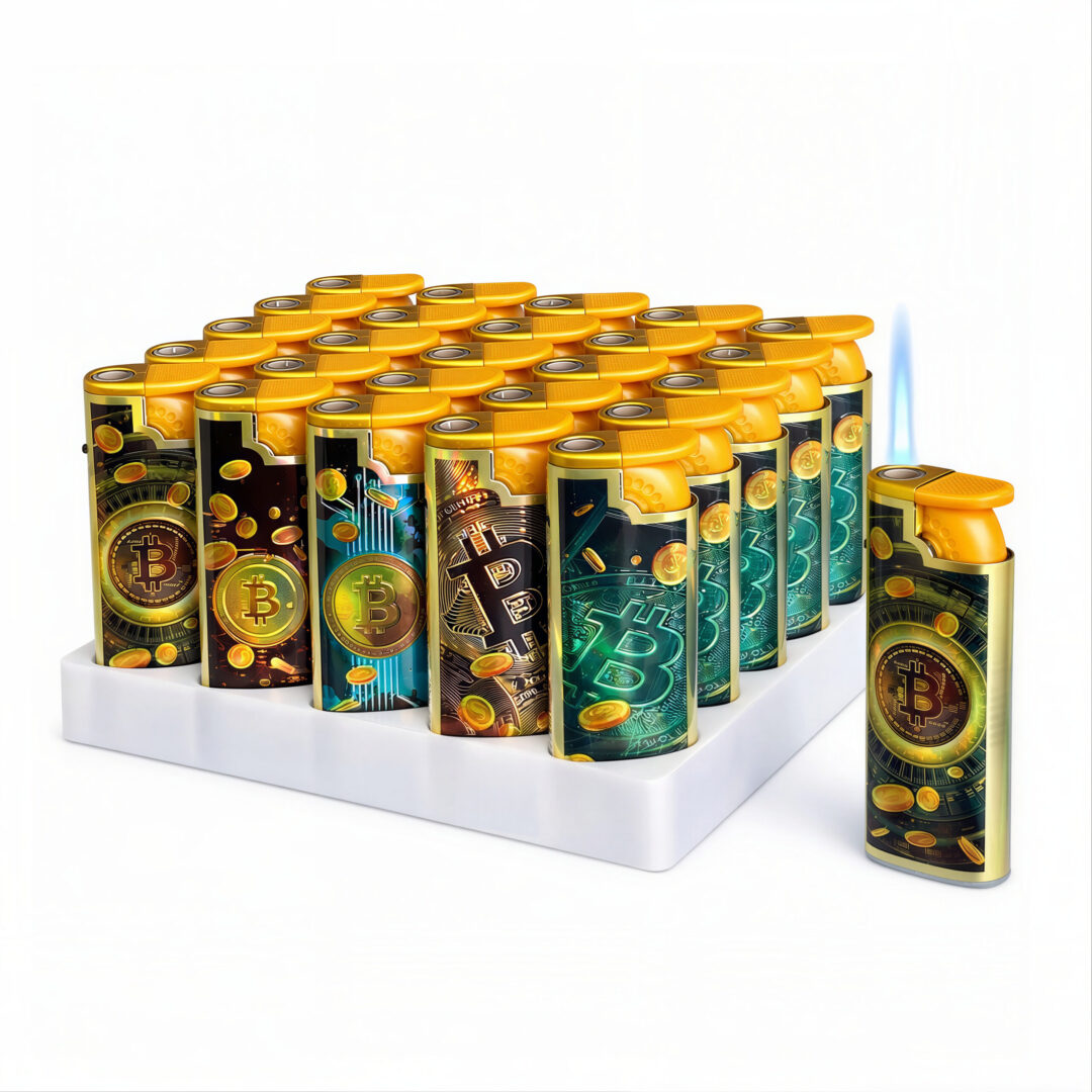 Brichete Metalice Antivânt 50/set, Model Bitcoin 7cm Diferite Culori Engros